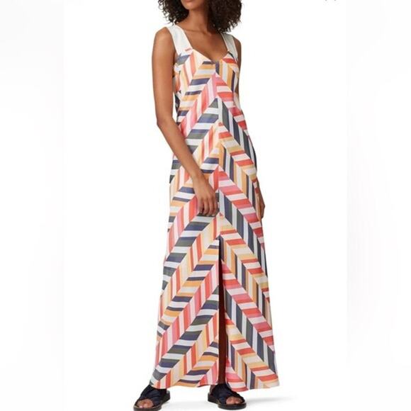 Zero + Maria Cornejo Bias Alexia Chevron Maxi Dress Women's Size 10 - Picture 1 of 7